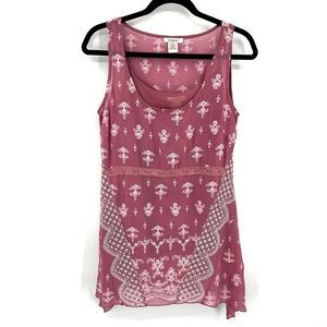 SUNDANCE Dusty Pink 100% Silk Embroidered Boho Sleeveless Blouse Top Size XS